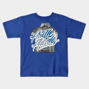 Hustle Harder True Blue Retro Kids T-Shirt